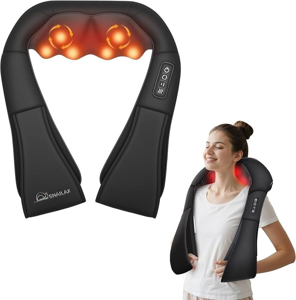 Snailax SL-632 Neck and Shoulder Shiatsu Massager with Heat - Black
